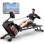 PASYOU Wasser-Rudergerät mit Bluetooth, Kinomap, vertikaler Lagerung und Rollen, bis 150 kg