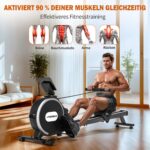 DMASUN Magnet-Rudergerät mit 16 Widerstandsstufen, App, LCD-Display und Doppelschienen, bis 160 kg – Bild 5