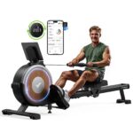 MERACH Magnet-Rudergerät mit 16 Stufen, Bluetooth, Doppelschienen und vertikaler Lagerung, bis 158 kg