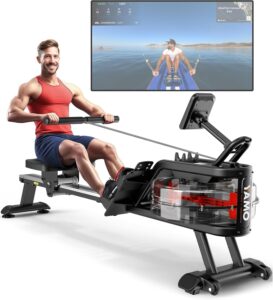 YAMO Wasser-Rudergerät mit 16 L Tank, 6 Widerstandsstufen, Bluetooth und Tablethalter, bis 158 kg