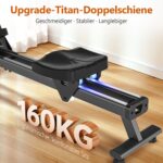 DMASUN Magnet-Rudergerät mit 16 Widerstandsstufen, App, LCD-Display und Doppelschienen, bis 160 kg – Bild 3